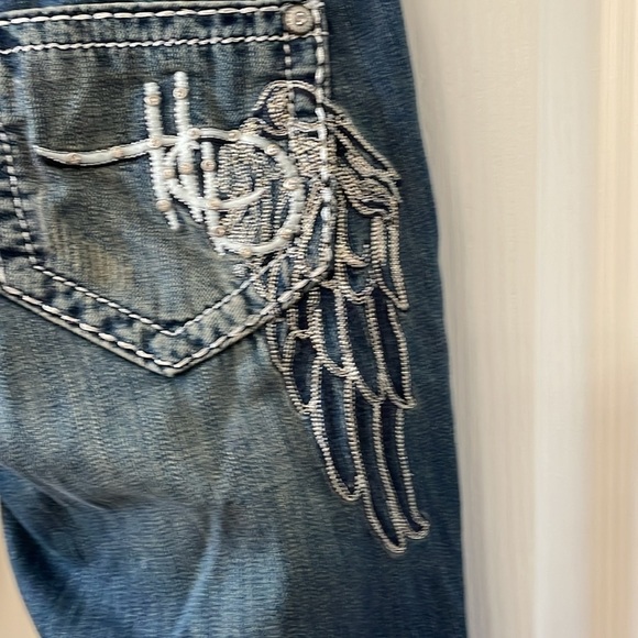 Harley Davidson size 4P curvy bootcut embellished wing mid rise jeans - Picture 8 of 14